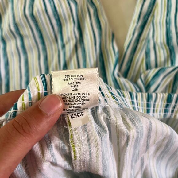 Blue Striped High Rise Cotton Stretch Pant Plus Size 26 W - Picture 5 of 7